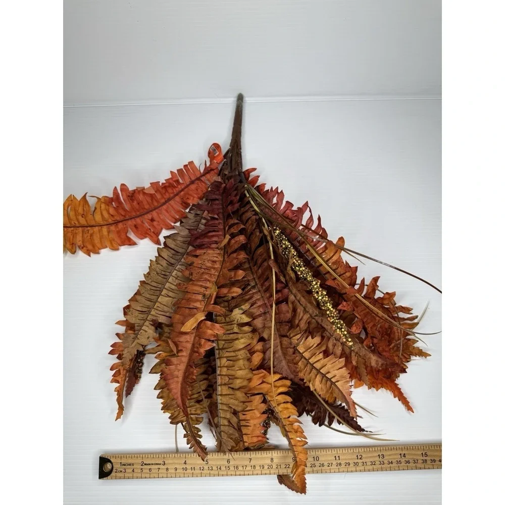 Hobby Lobby Set of 3 Orange Boston Fern Berry Bush Fall Autumn Faux Floral NEW